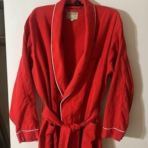 1980s Vintage, 100% COTTON! Red Ribbed Robe, by Pleetway. UNISEX. Size Large
